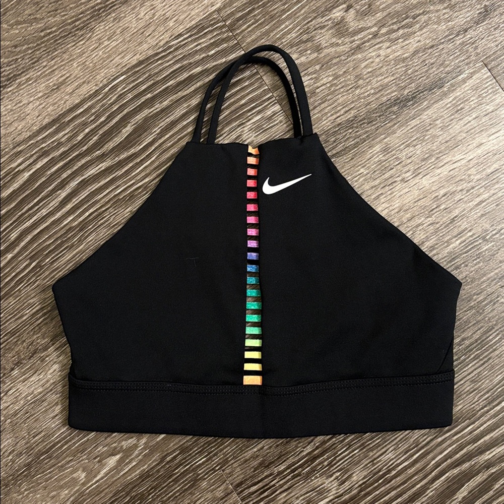 Nike Black Sports Bra with Colorful Stripe
